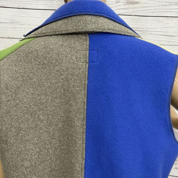 Cameleon Fleece Vest Medium Green Blue Yellow Gray Colorblock Sleeveless - Picture 8 of 10